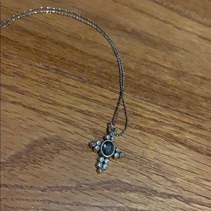 Brighton Black and Silver Gem Cross Necklace